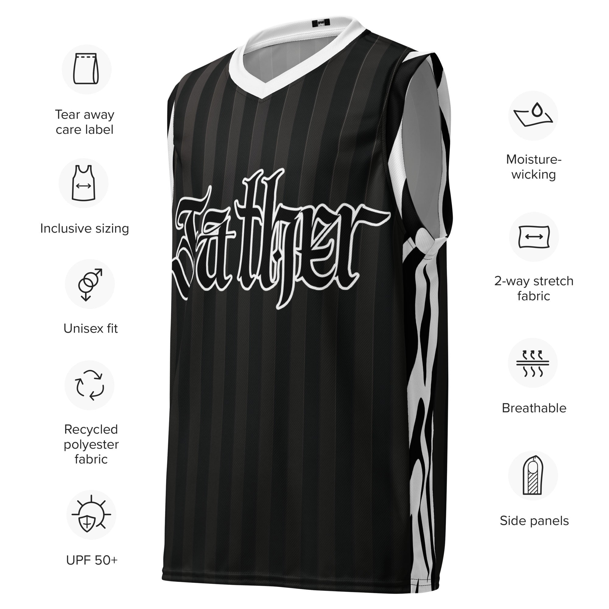 Father Recycled unisex basketball jersey - Black & White