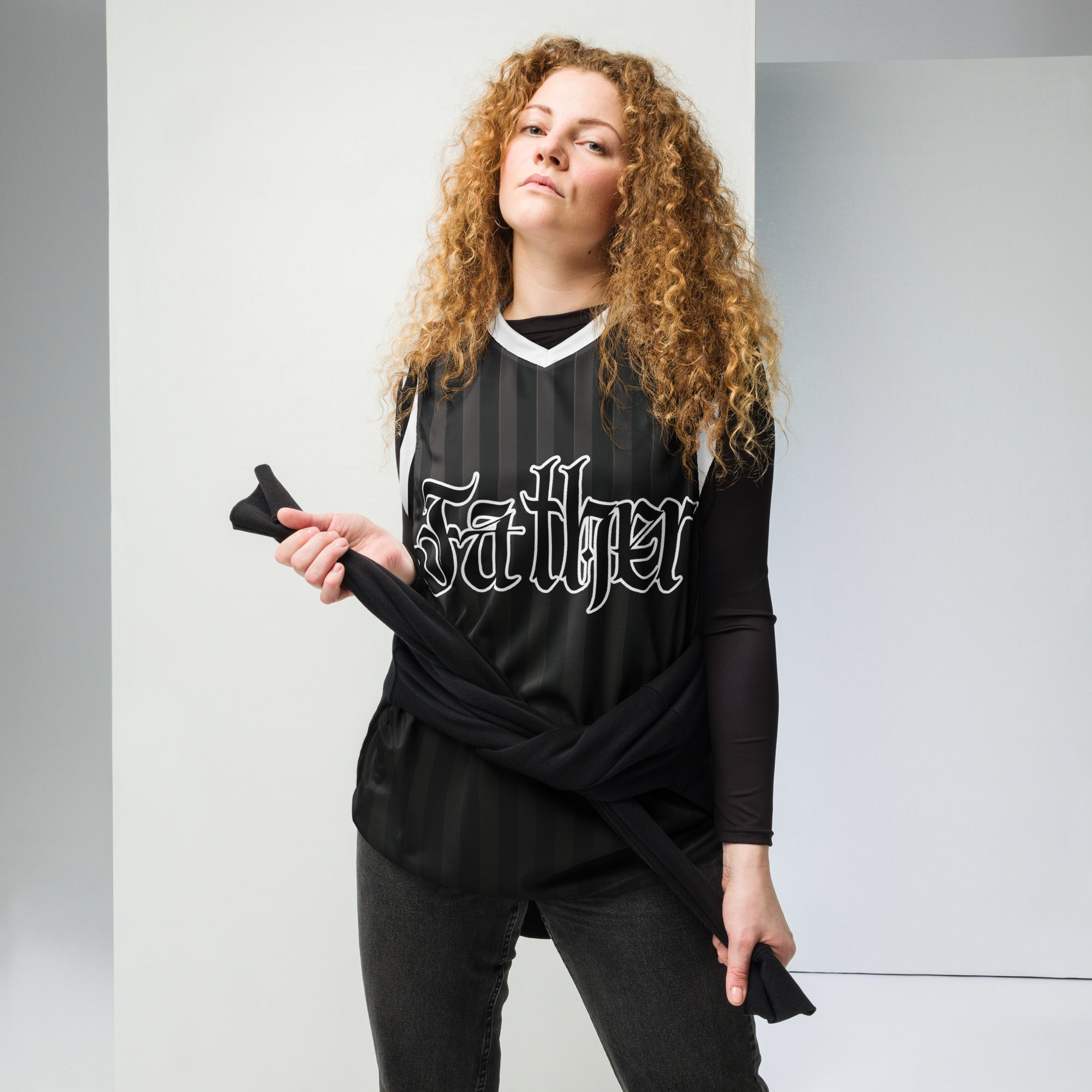 Father Recycled unisex basketball jersey - Black & White