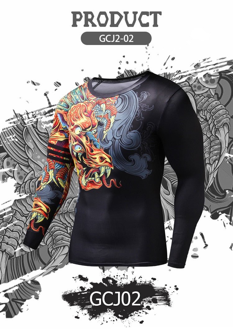 Funny T Shirts Chinese Style Dragon 3d T Shirt Fashion Hip Hop Party Brand Clothing Men Plus Fitness Clothing - Black & White