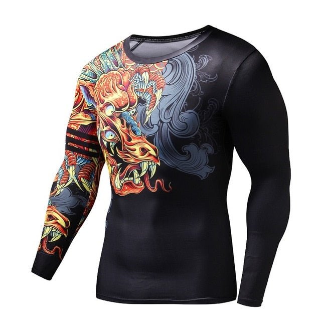 Funny T Shirts Chinese Style Dragon 3d T Shirt Fashion Hip Hop Party Brand Clothing Men Plus Fitness Clothing - Black & White