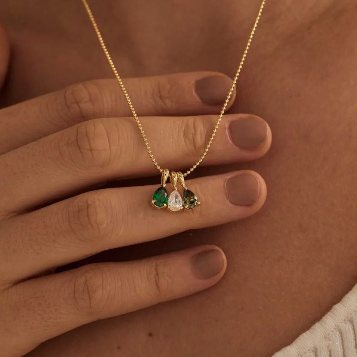 Handmade Diy December Birthstone Pendant Necklace, Fashionable And Simple Ins Series, Suitable For Banquets And Parties - Black & White