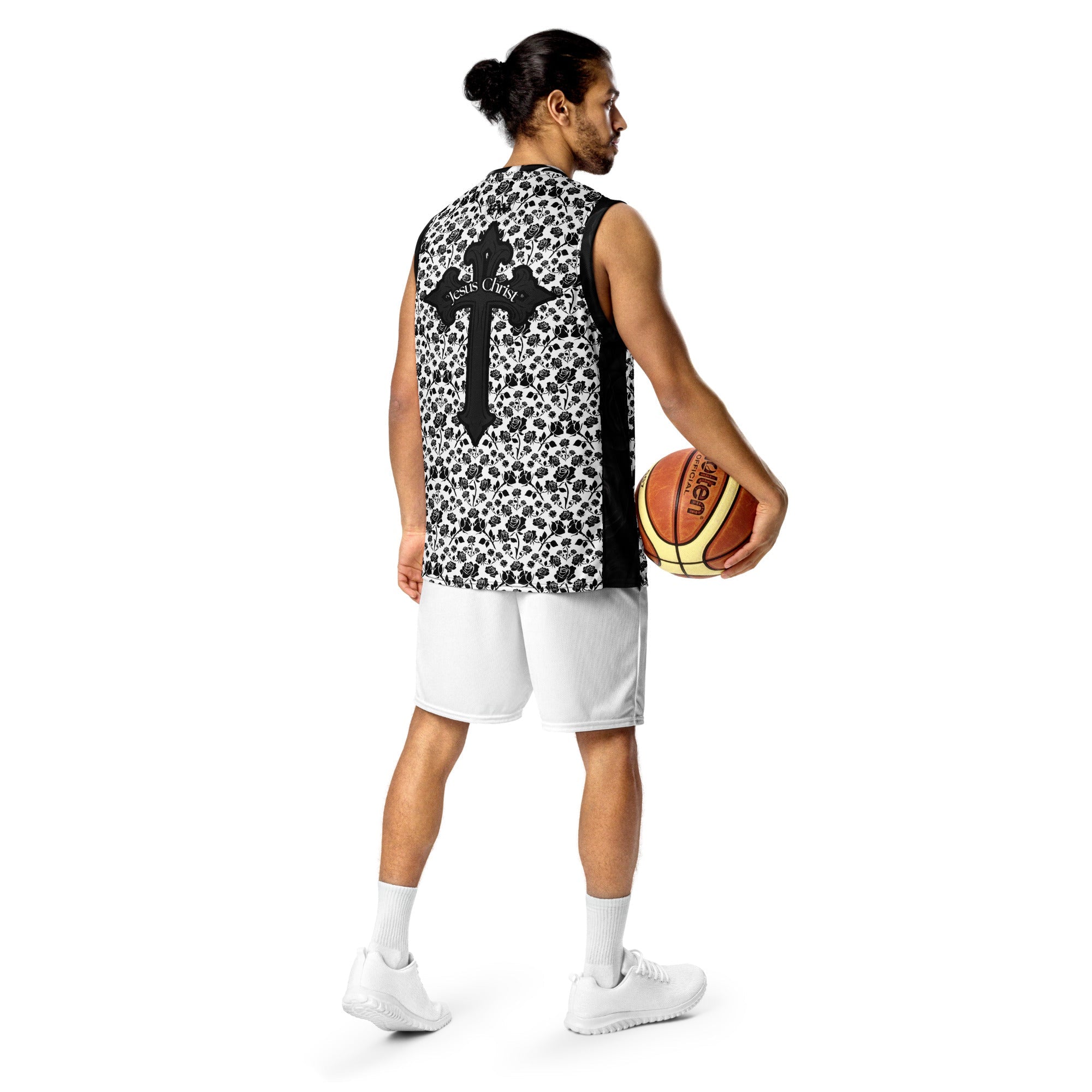 Jesus Christ Recycled unisex basketball jersey - Black & White