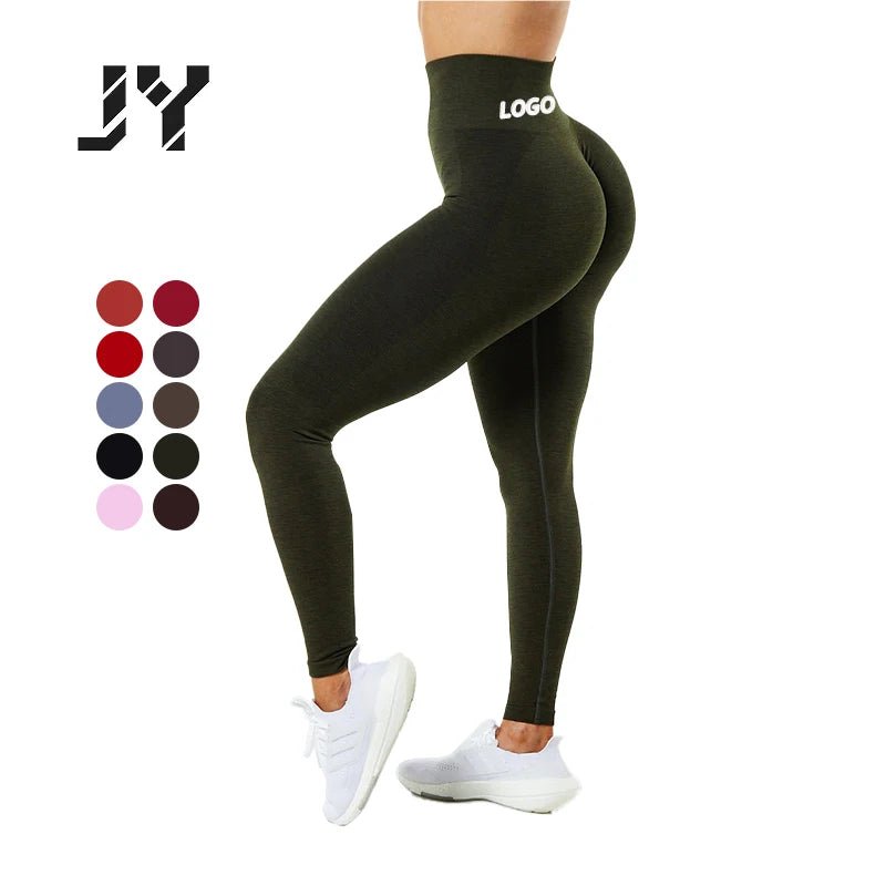 Joyyoung Custom Ropa Deportiva Mujer Sports Gym Leggings Pour Femmes Butt Lift Scrunch Seamless Yoga Leggings for Women - Black & White