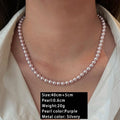 Luxury Rose Purple Pearl Beads Chain Necklace For 2024 Korean Edition Elegant Jewelry Women's Sexy Clavicle Chain Accessories - Black & White