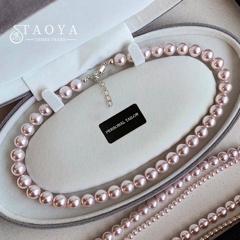 Luxury Rose Purple Pearl Beads Chain Necklace For 2024 Korean Edition Elegant Jewelry Women's Sexy Clavicle Chain Accessories - Black & White