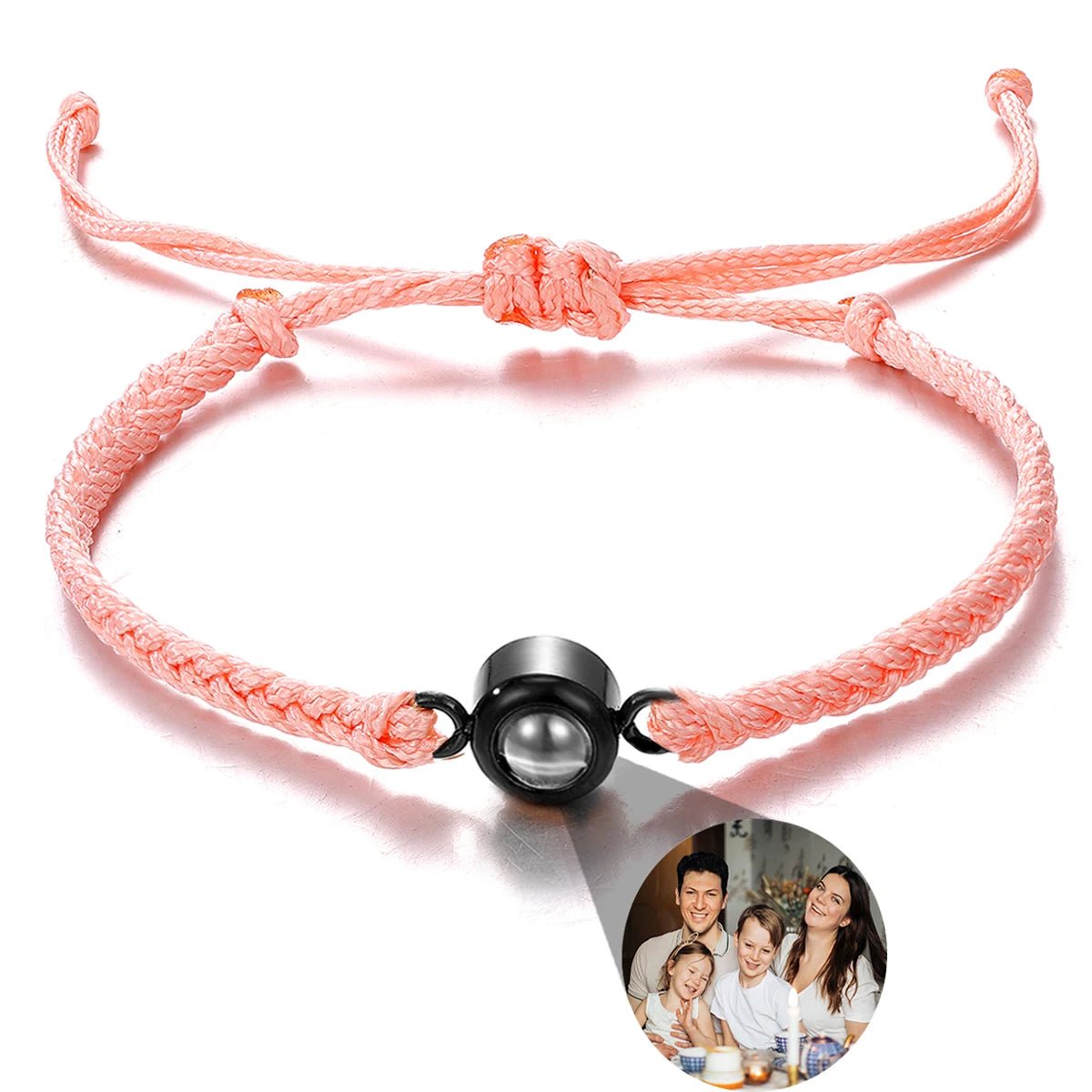 Men's Projection Bracelets Stainless Steel Custom Projection Bracelets Woven Photo Bracelets Commemorative Gifts - Black & White