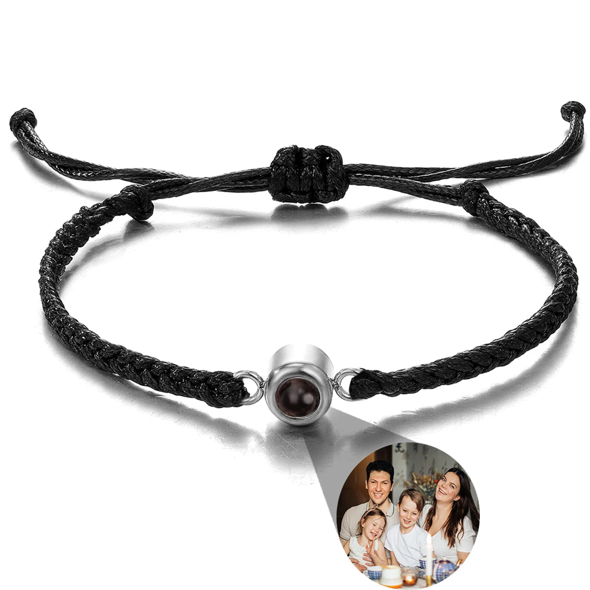 Men's Projection Bracelets Stainless Steel Custom Projection Bracelets Woven Photo Bracelets Commemorative Gifts - Black & White