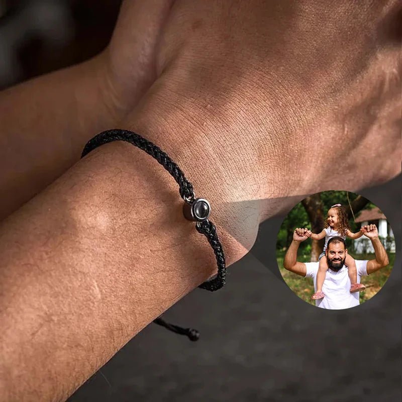 Men's Projection Bracelets Stainless Steel Custom Projection Bracelets Woven Photo Bracelets Commemorative Gifts - Black & White