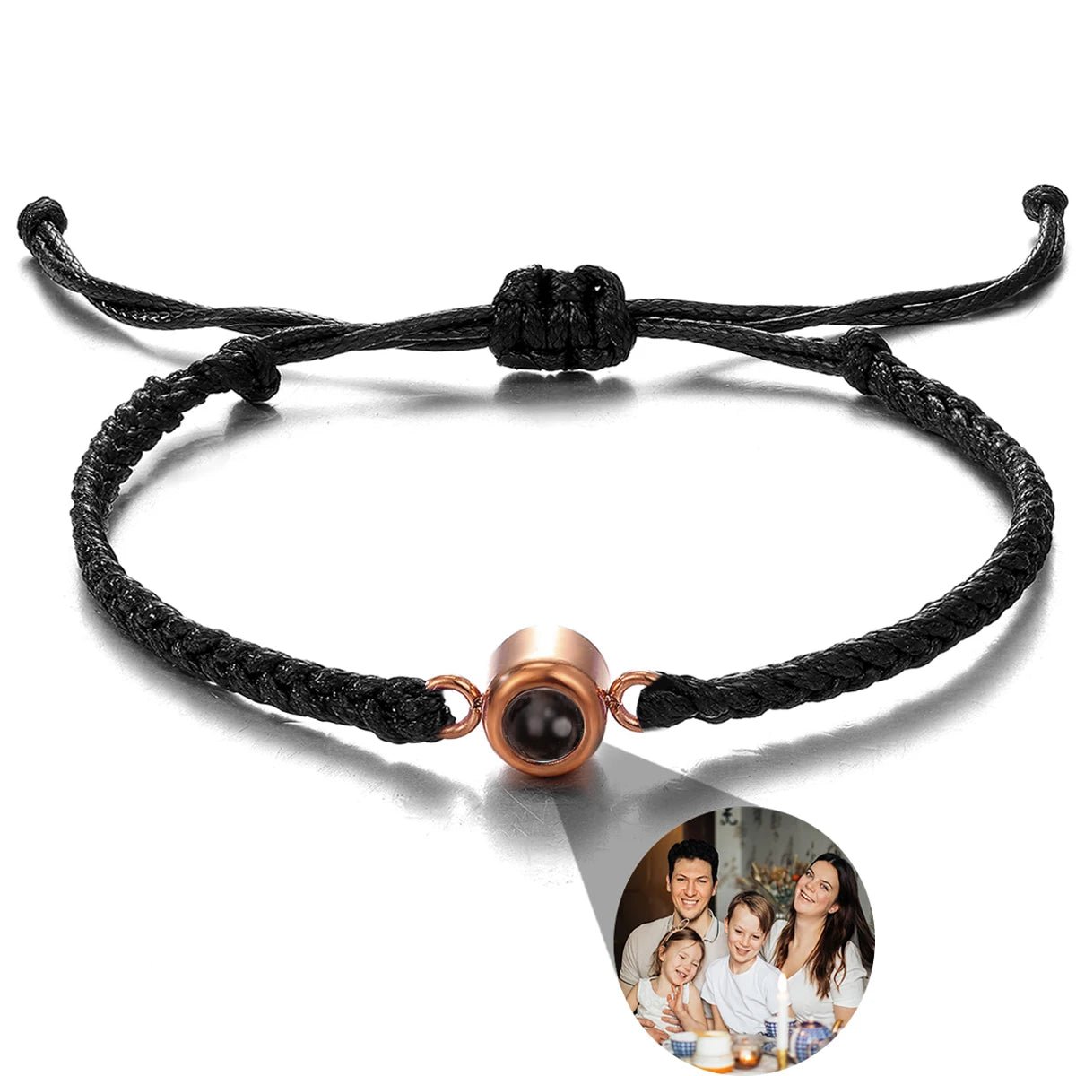 Men's Projection Bracelets Stainless Steel Custom Projection Bracelets Woven Photo Bracelets Commemorative Gifts - Black & White