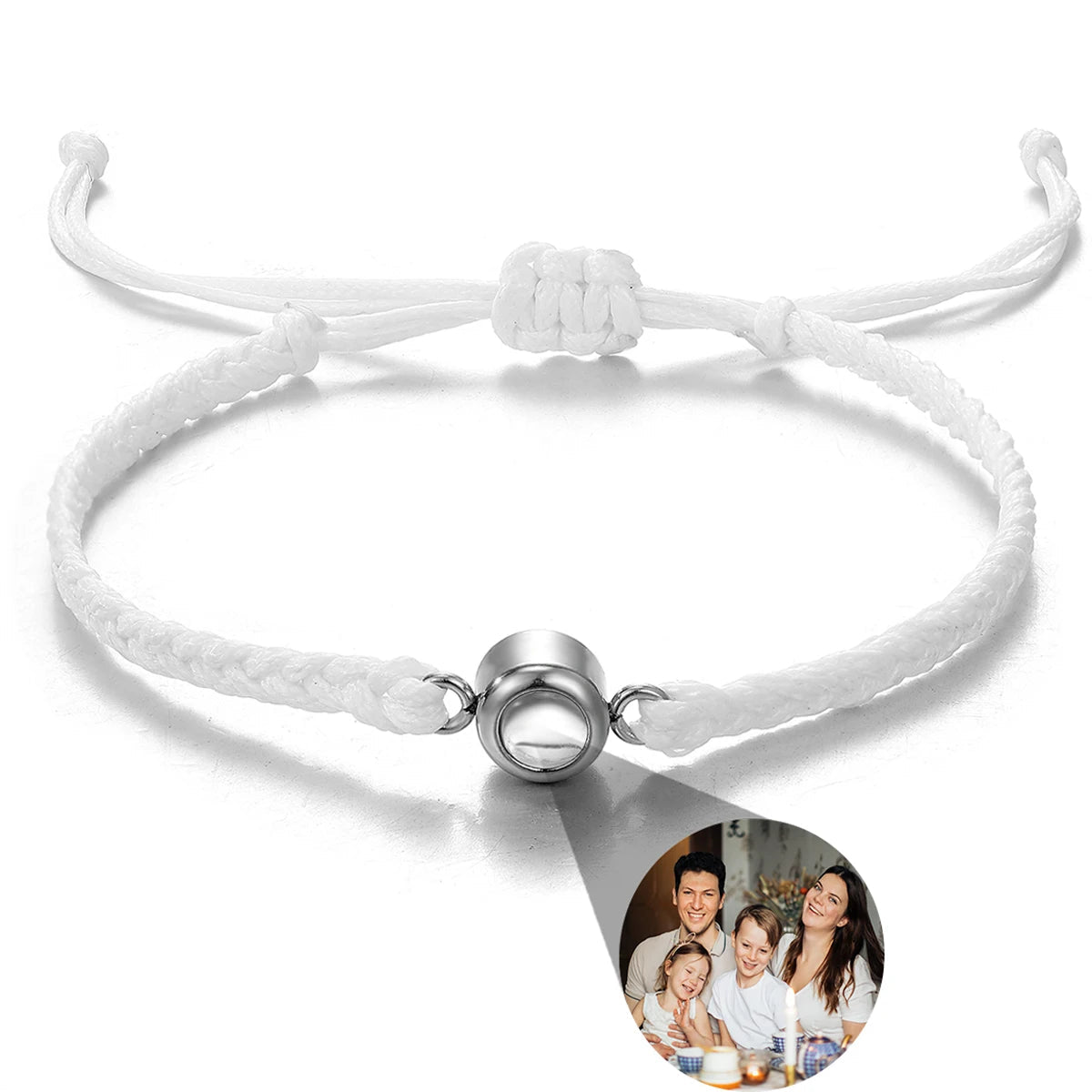 Men's Projection Bracelets Stainless Steel Custom Projection Bracelets Woven Photo Bracelets Commemorative Gifts - Black & White
