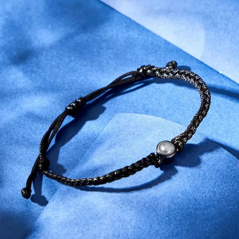 Men's Projection Bracelets Stainless Steel Custom Projection Bracelets Woven Photo Bracelets Commemorative Gifts - Black & White