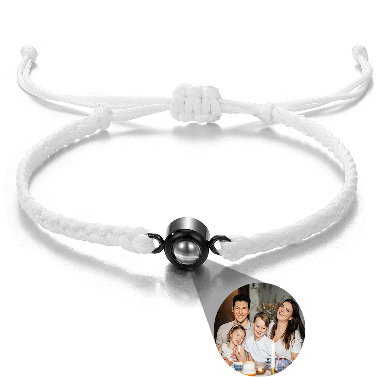 Men's Projection Bracelets Stainless Steel Custom Projection Bracelets Woven Photo Bracelets Commemorative Gifts - Black & White