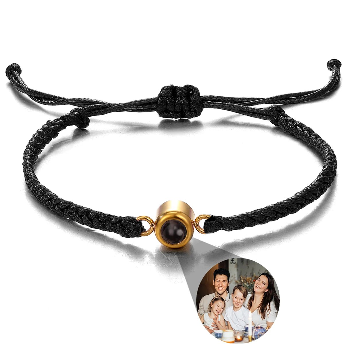 Men's Projection Bracelets Stainless Steel Custom Projection Bracelets Woven Photo Bracelets Commemorative Gifts - Black & White