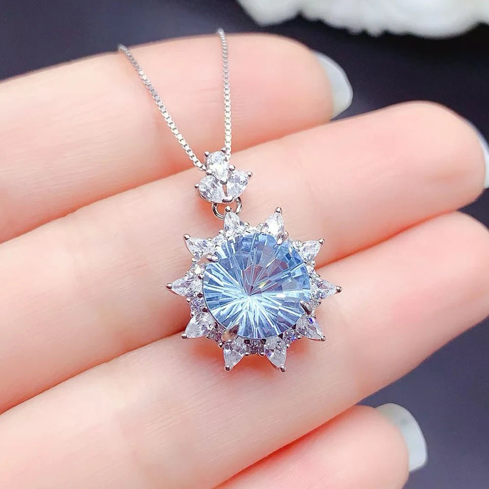 Modern Minimalist 925 Sterling Silver Rhodium Plated Luxury Solitaire Fireworks Cutting Natural Crystal Pendant Necklace for - Black & White