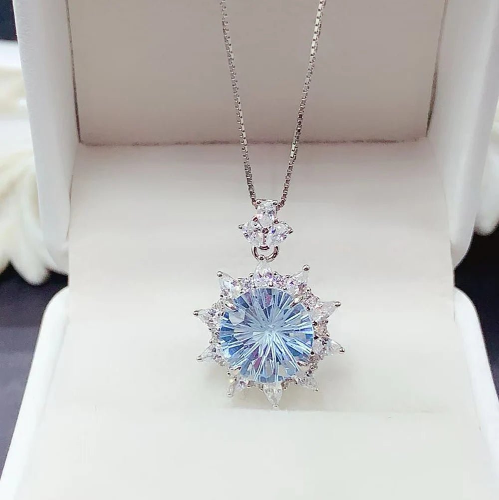 Modern Minimalist 925 Sterling Silver Rhodium Plated Luxury Solitaire Fireworks Cutting Natural Crystal Pendant Necklace for - Black & White