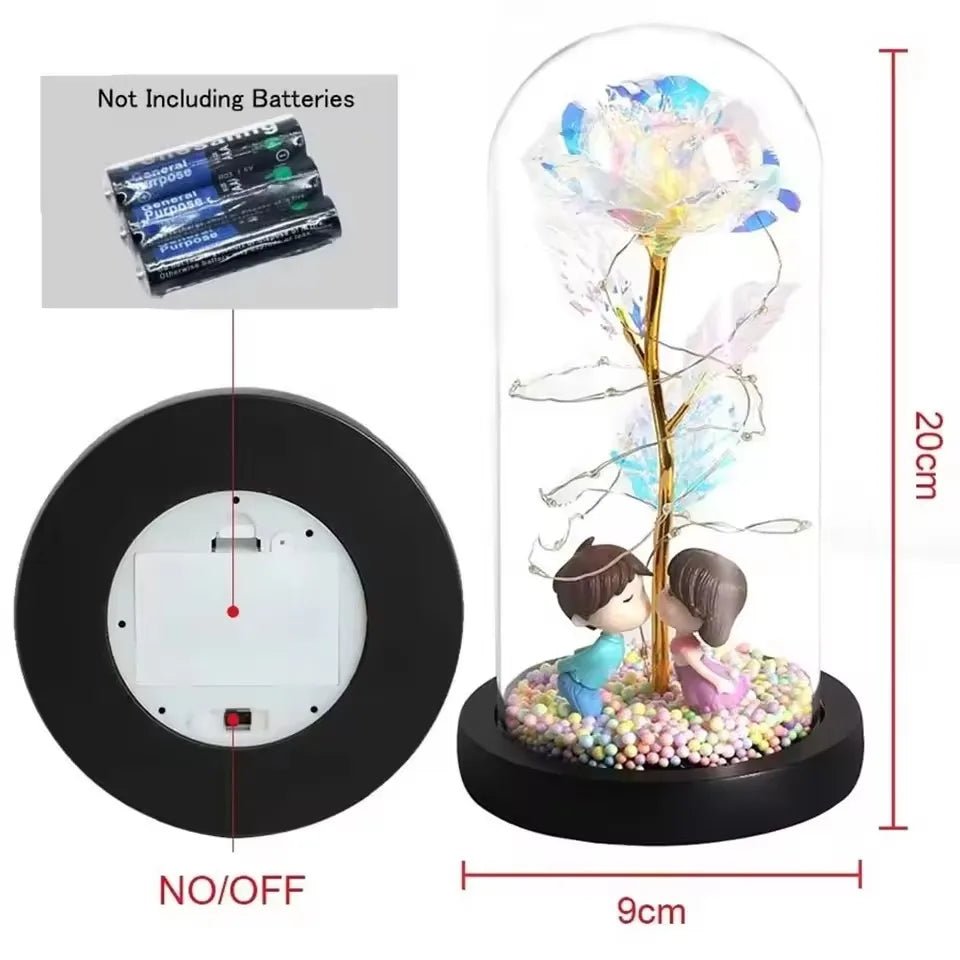 Mothers Day Rose Gifts for Mom, Galaxy Glass Rose Forever Eternal Crystal Flower Light Up Rose in Glass Dome with Butterfly Moth - Black & White