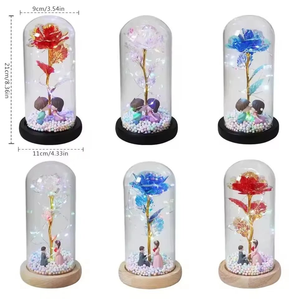 Mothers Day Rose Gifts for Mom, Galaxy Glass Rose Forever Eternal Crystal Flower Light Up Rose in Glass Dome with Butterfly Moth - Black & White