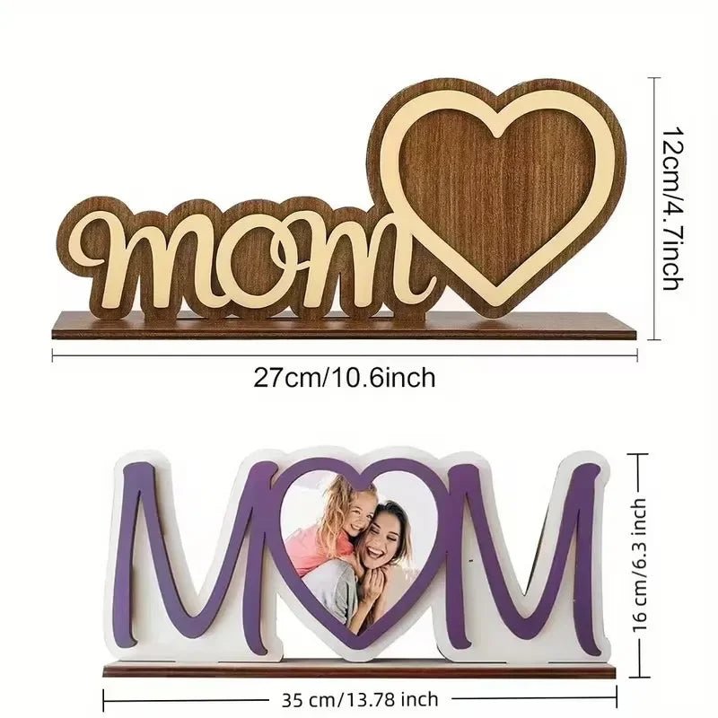 Mother's Day Wooden Photo Frame Warm Gift for Mom from Daughter or Son Memorable Tabletop Picture Frame for Office & Bedroom - Black & White