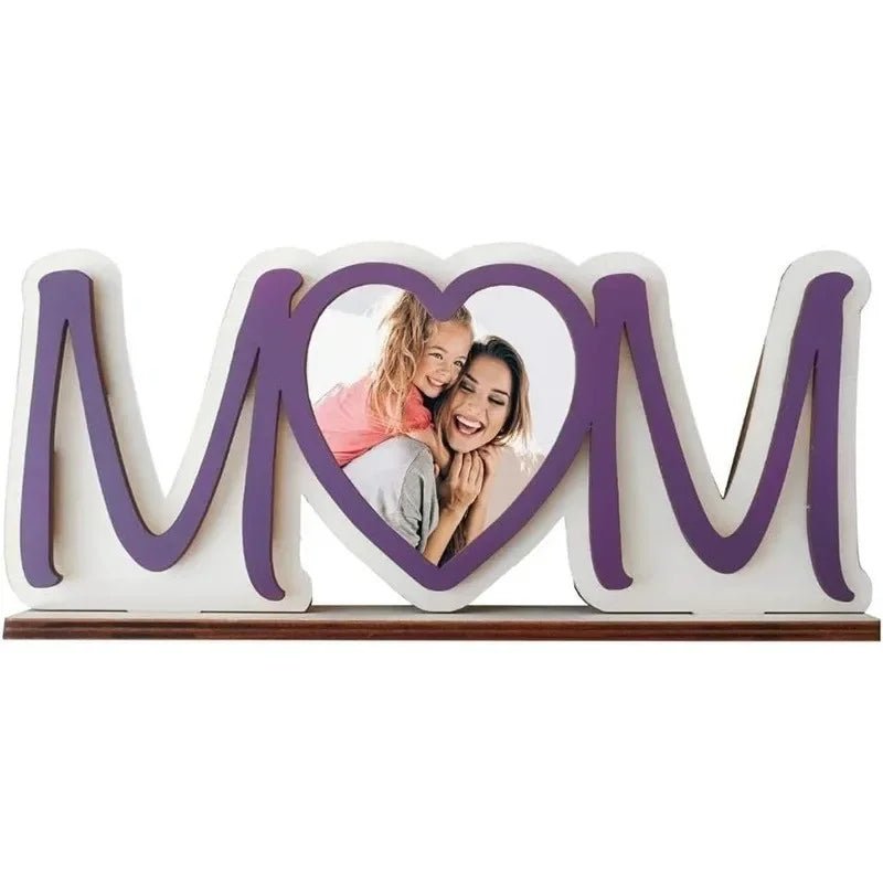 Mother's Day Wooden Photo Frame Warm Gift for Mom from Daughter or Son Memorable Tabletop Picture Frame for Office & Bedroom - Black & White