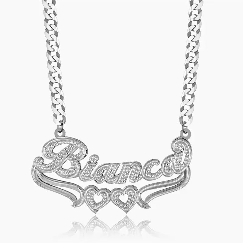 Personalized 18K Gold Name Necklace Custom Double Plated Nameplate Stainless steel Jewelry Gold Pendant For Women - Black & White