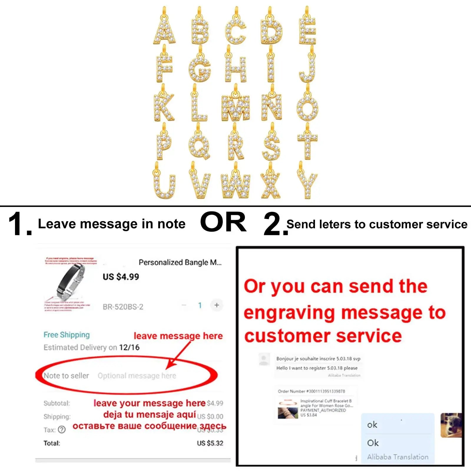 Personalized Alphabet Pendant – Custom Name Necklace for Women - Black & White