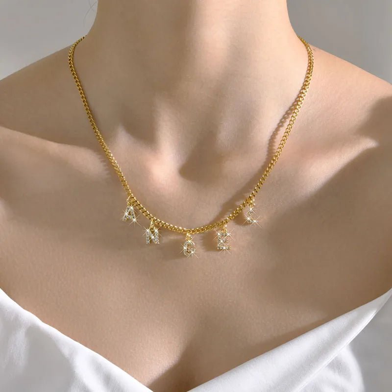 Personalized Alphabet Pendant – Custom Name Necklace for Women - Black & White