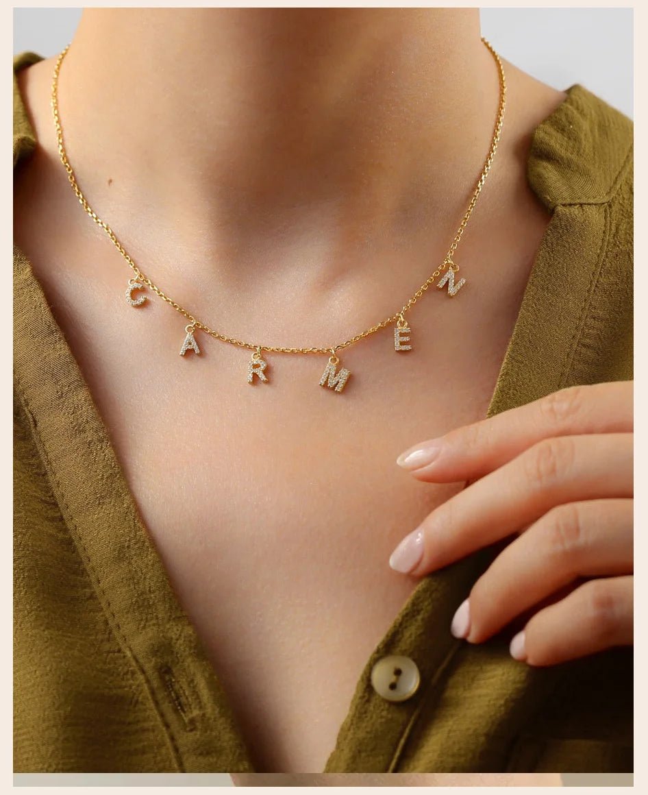Personalized Alphabet Pendant – Custom Name Necklace for Women - Black & White