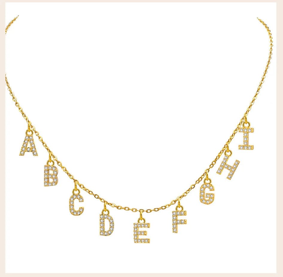 Personalized Alphabet Pendant – Custom Name Necklace for Women - Black & White