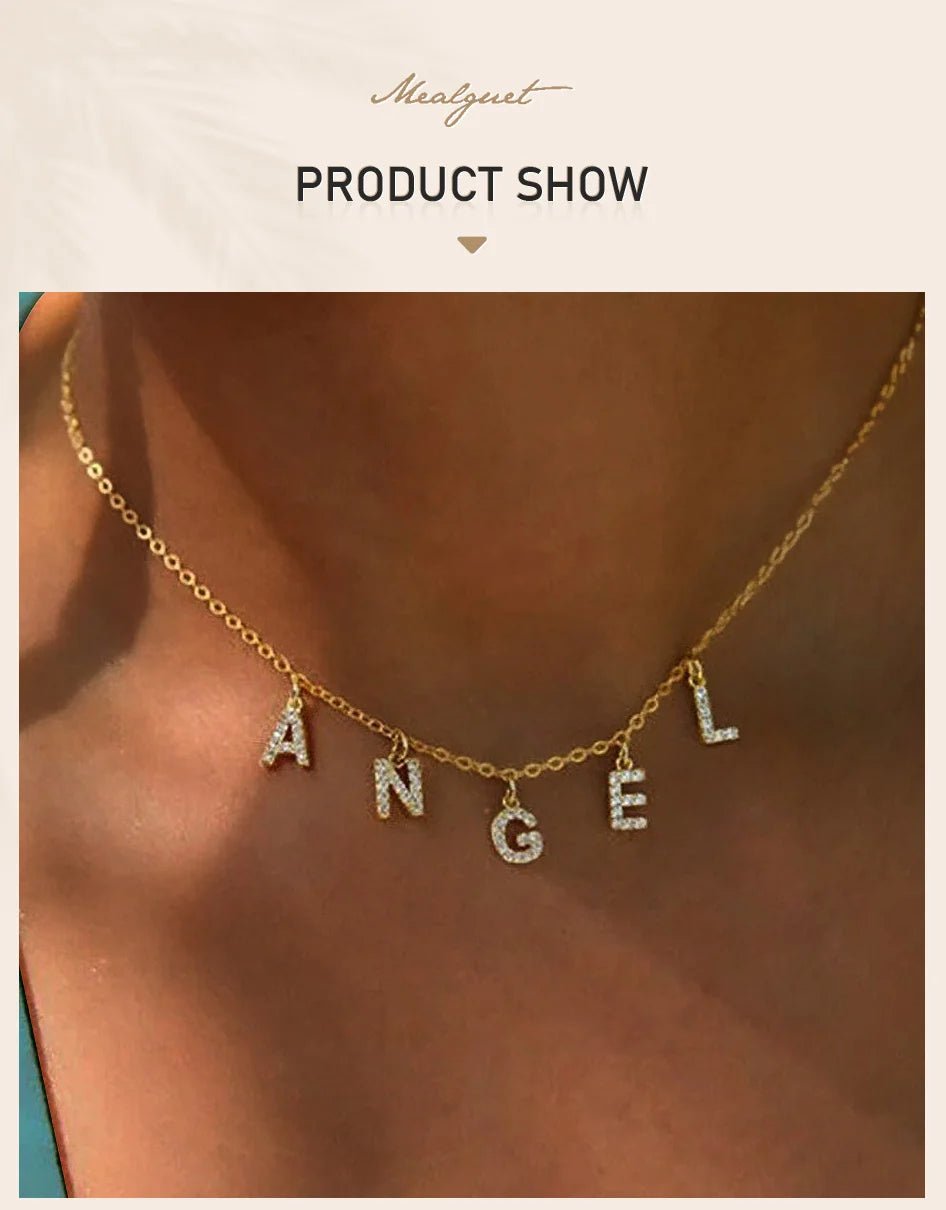 Personalized Alphabet Pendant – Custom Name Necklace for Women - Black & White