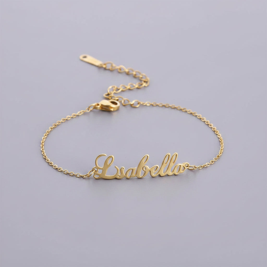 Personalized Gold Anklet – Family Name Jewelry Gift for her - Black & White