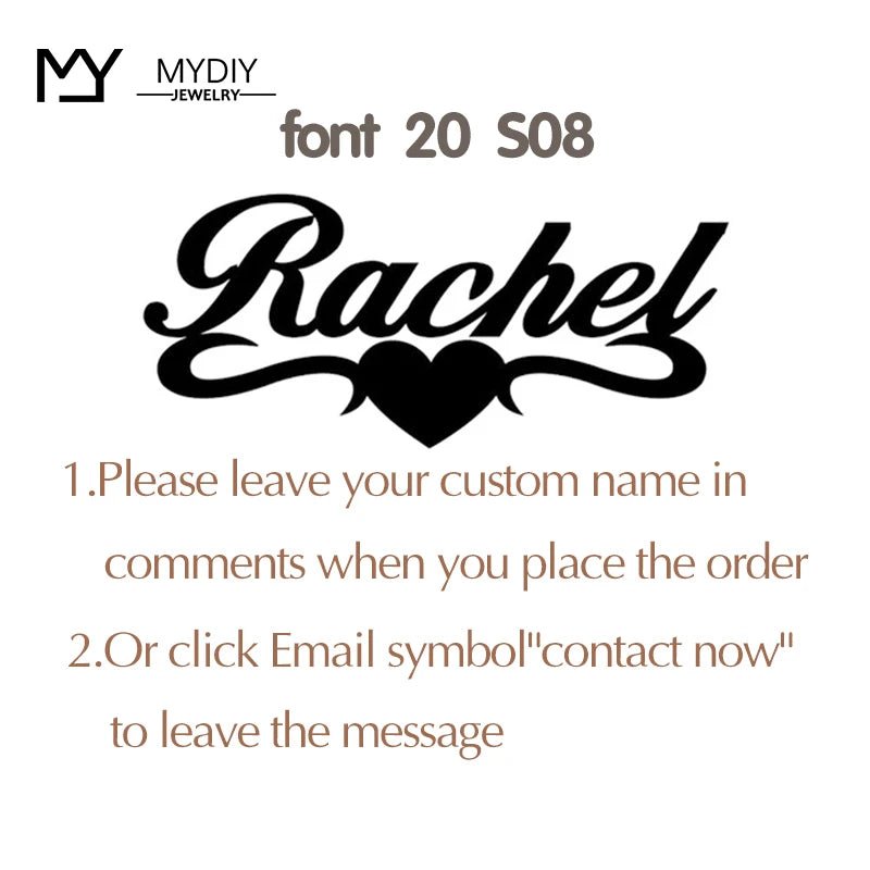 Personalized Heart Name Necklace/Custom Babygirl English Names Nameplate Chain Charm Stainless Steel Jewelry For Women Mom Gift - Black & White