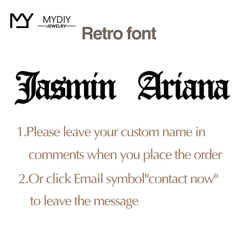 Personalized Heart Name Necklace/Custom Babygirl English Names Nameplate Chain Charm Stainless Steel Jewelry For Women Mom Gift - Black & White