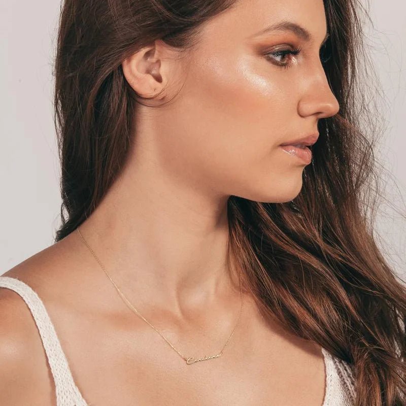 Personalized Heart Name Necklace/Custom Babygirl English Names Nameplate Chain Charm Stainless Steel Jewelry For Women Mom Gift - Black & White