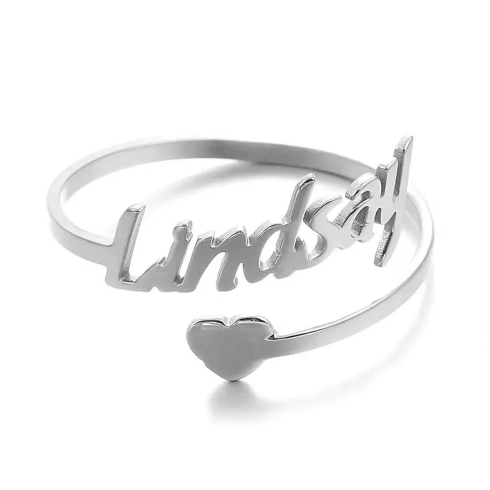 Personalized Love Ring – Stainless Steel Jewelry for Couples - Black & White