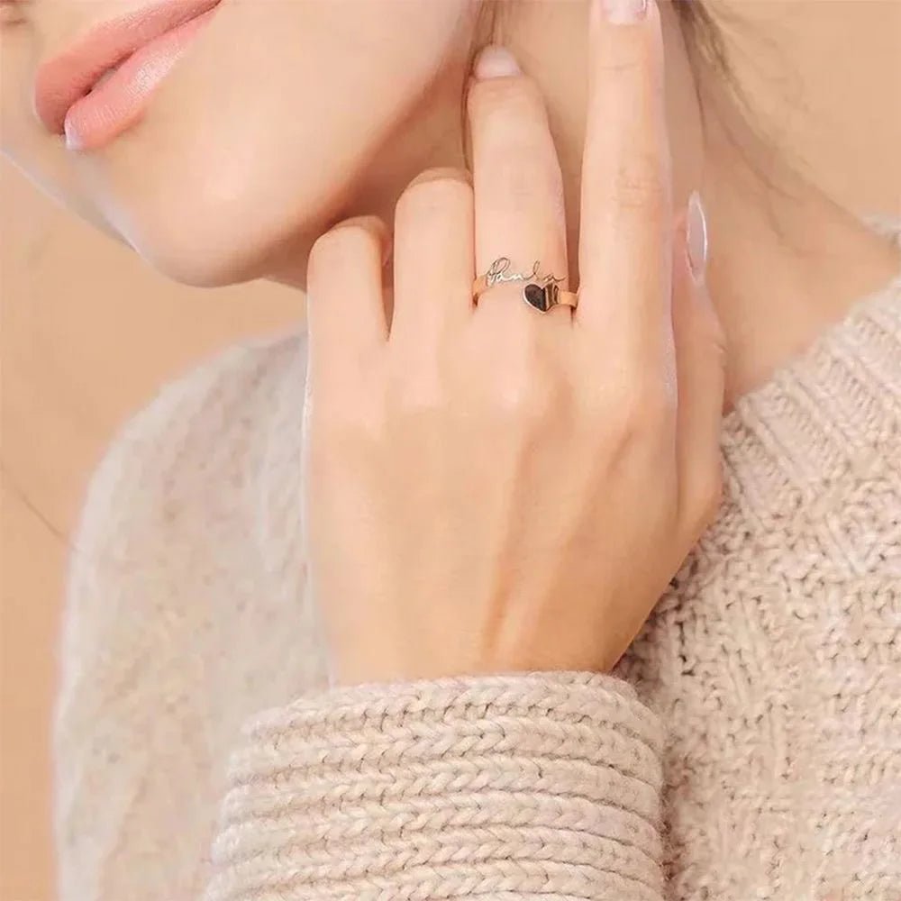 Personalized Love Ring – Stainless Steel Jewelry for Couples - Black & White