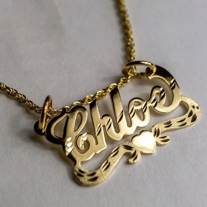 Personalized Luxury Custom Name Necklace Personalized Pendant 18k Gold - Plated Stainless Steel Jewelry For Women Christmas Gift - Black & White