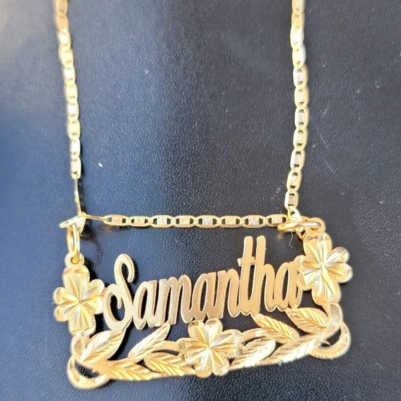 Personalized Luxury Custom Name Necklace Personalized Pendant 18k Gold - Plated Stainless Steel Jewelry For Women Christmas Gift - Black & White