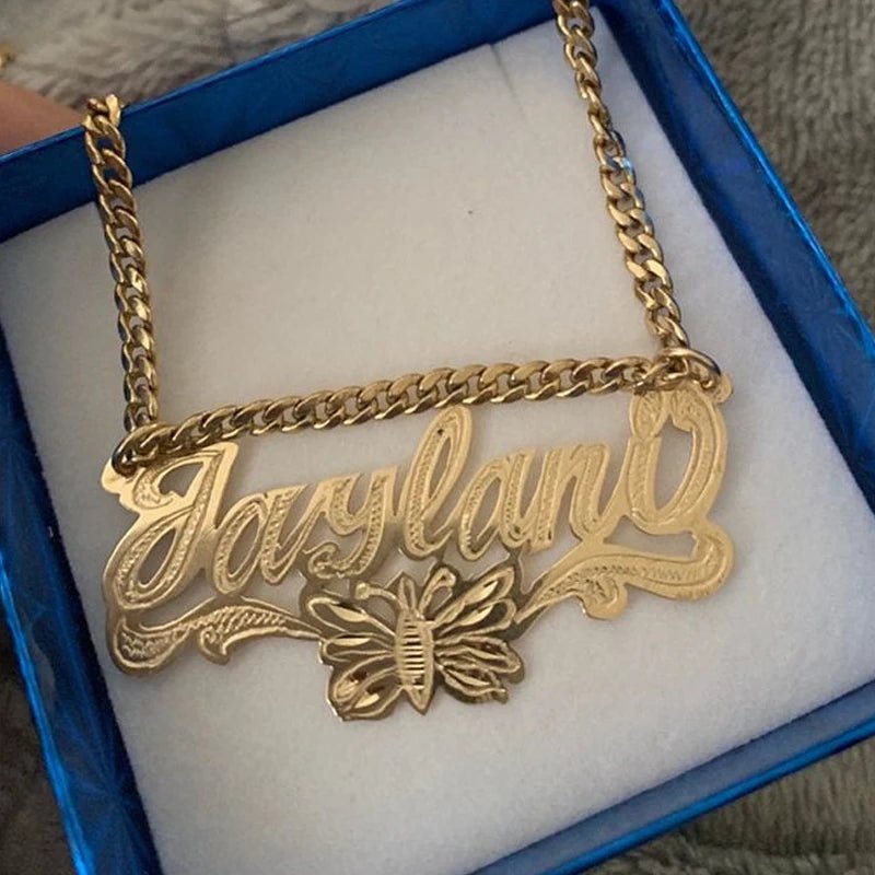 Personalized Luxury Custom Name Necklace Personalized Pendant 18k Gold - Plated Stainless Steel Jewelry For Women Christmas Gift - Black & White