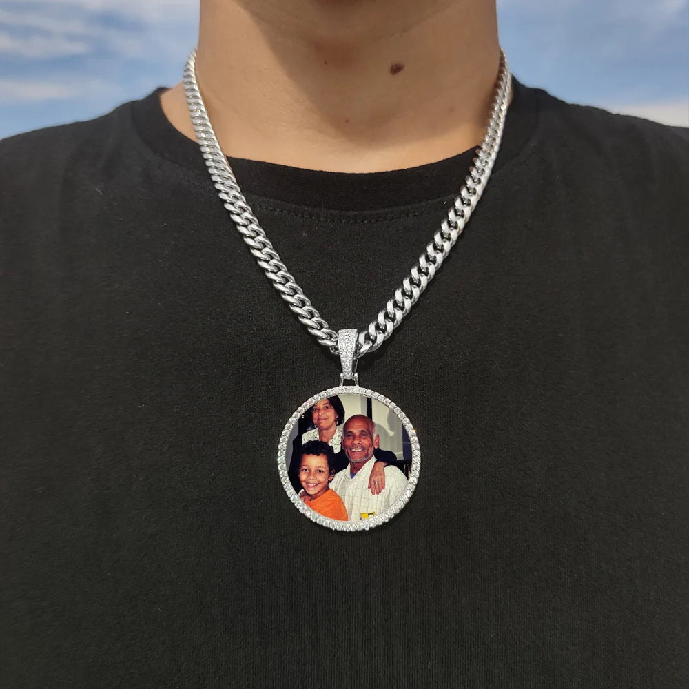 Personalized Picture Pendant – Hip Hop Jewelry Gift for Him & Her - Black & White