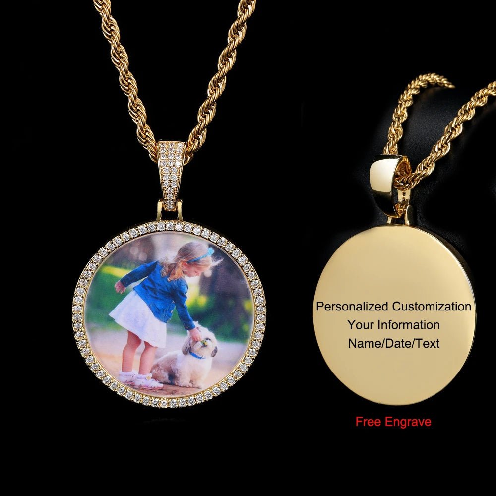 Personalized Picture Pendant – Hip Hop Jewelry Gift for Him & Her - Black & White