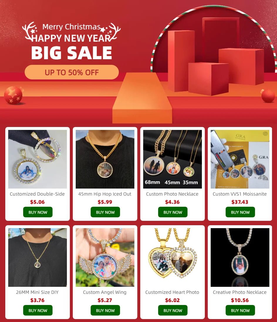 Personalized Picture Pendant – Hip Hop Jewelry Gift for Him & Her - Black & White