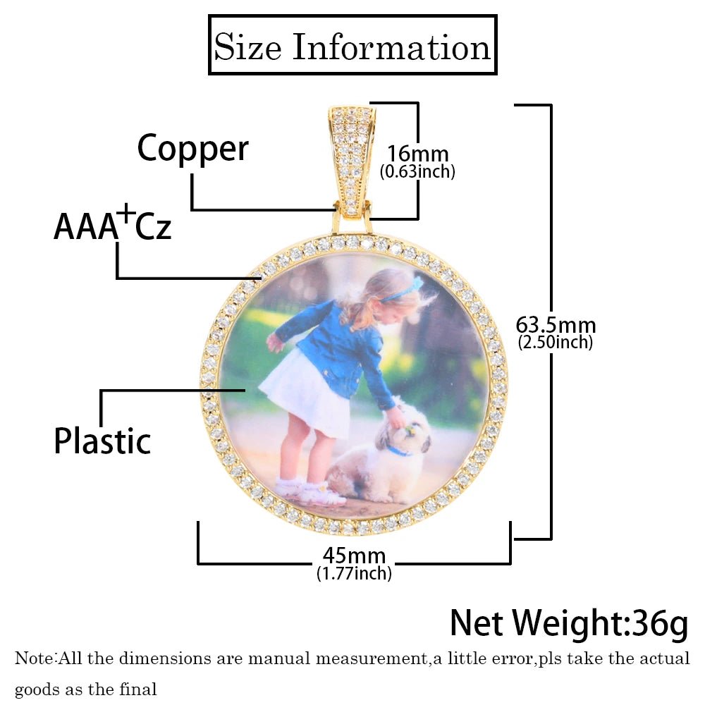 Personalized Picture Pendant – Hip Hop Jewelry Gift for Him & Her - Black & White