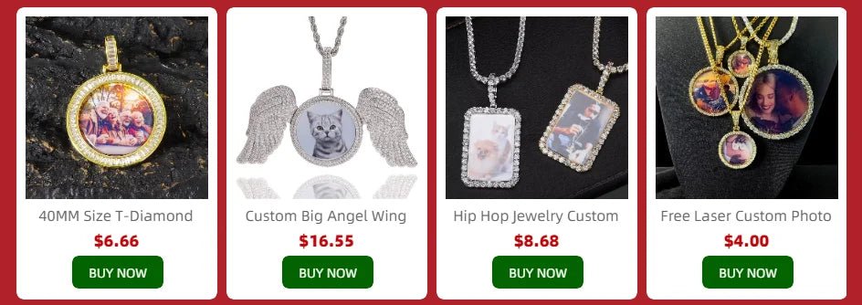 Personalized Picture Pendant – Hip Hop Jewelry Gift for Him & Her - Black & White