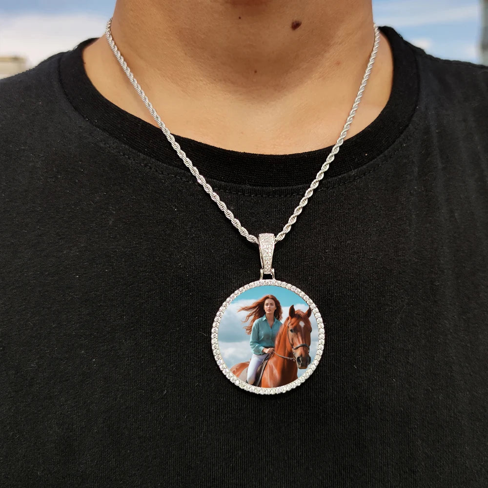 Personalized Picture Pendant – Hip Hop Jewelry Gift for Him & Her - Black & White