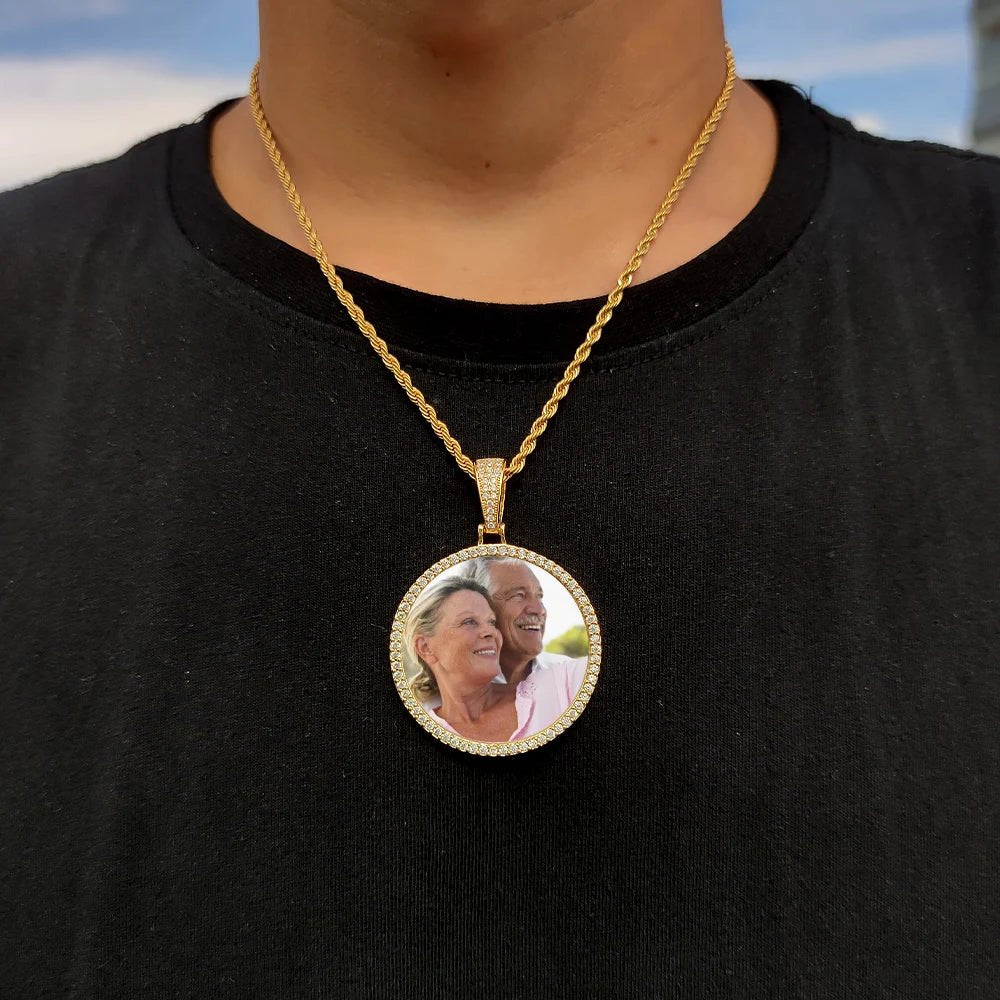 Personalized Picture Pendant – Hip Hop Jewelry Gift for Him & Her - Black & White