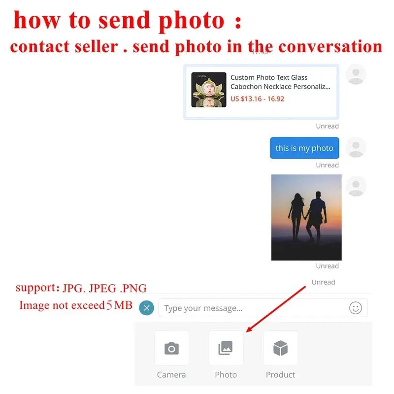 Personalized Picture Pendant – Hip Hop Jewelry Gift for Him & Her - Black & White