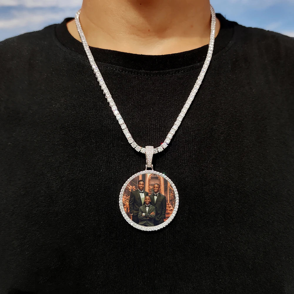 Personalized Picture Pendant – Hip Hop Jewelry Gift for Him & Her - Black & White