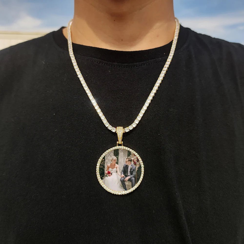 Personalized Picture Pendant – Hip Hop Jewelry Gift for Him & Her - Black & White