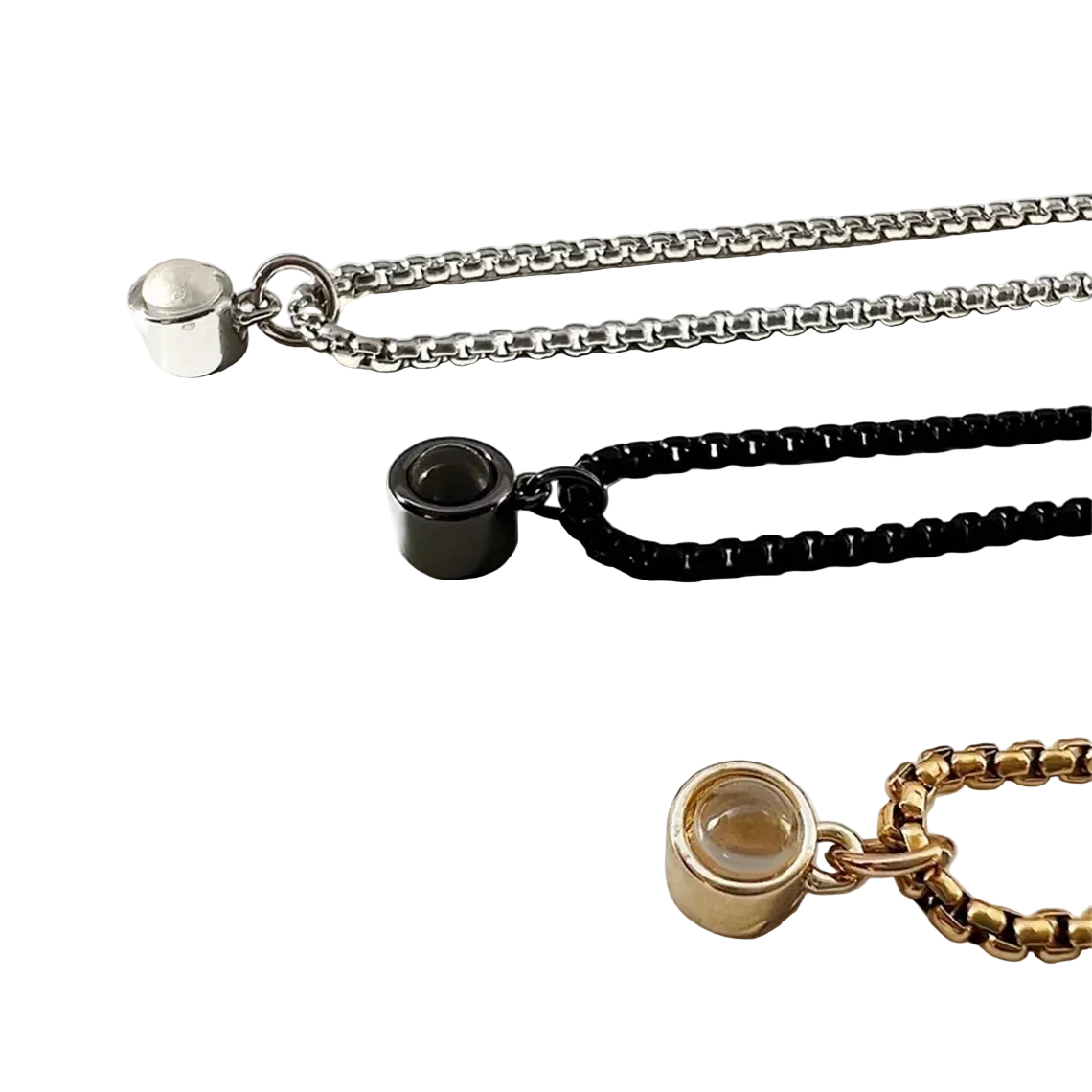 Personalized Stainless Steel Projection Necklaces For Women Men Customized Photo Pendant Valentine's Day Gift Memorial Jewelry - Black & White