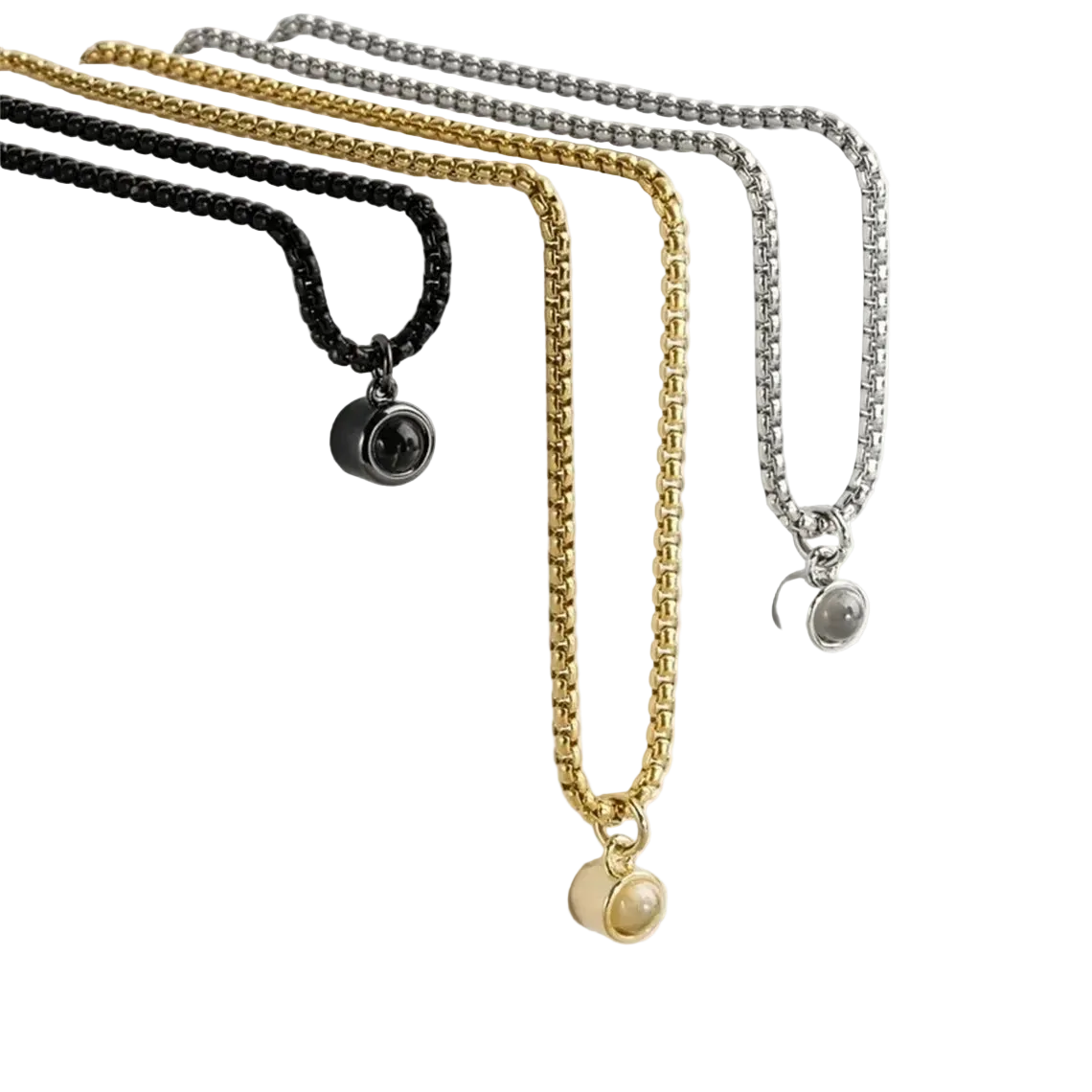 Personalized Stainless Steel Projection Necklaces For Women Men Customized Photo Pendant Valentine's Day Gift Memorial Jewelry - Black & White